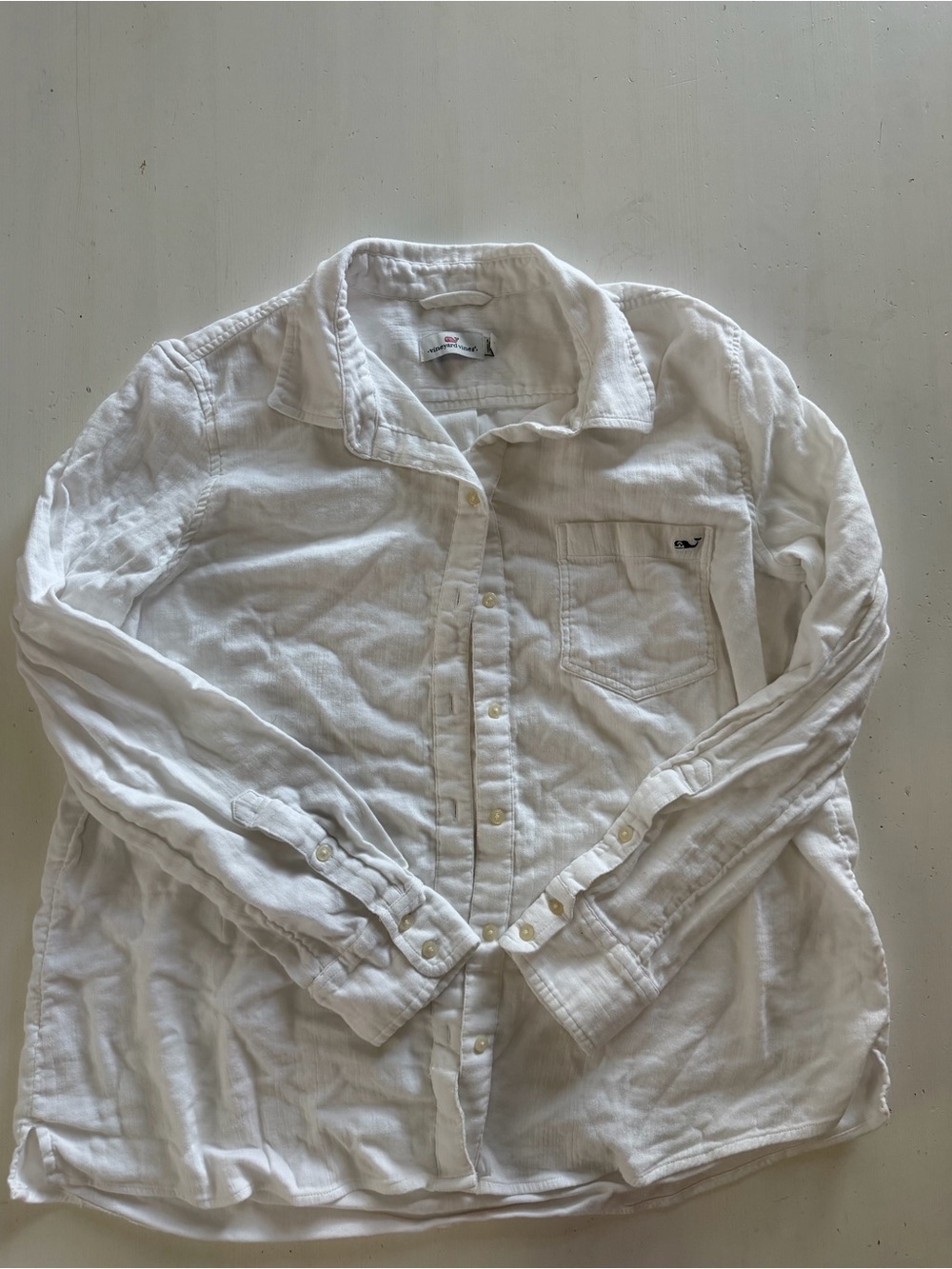 Vineyard Vines 100% Cotton Button Up Shirt Size 10 Embroidered Whale
